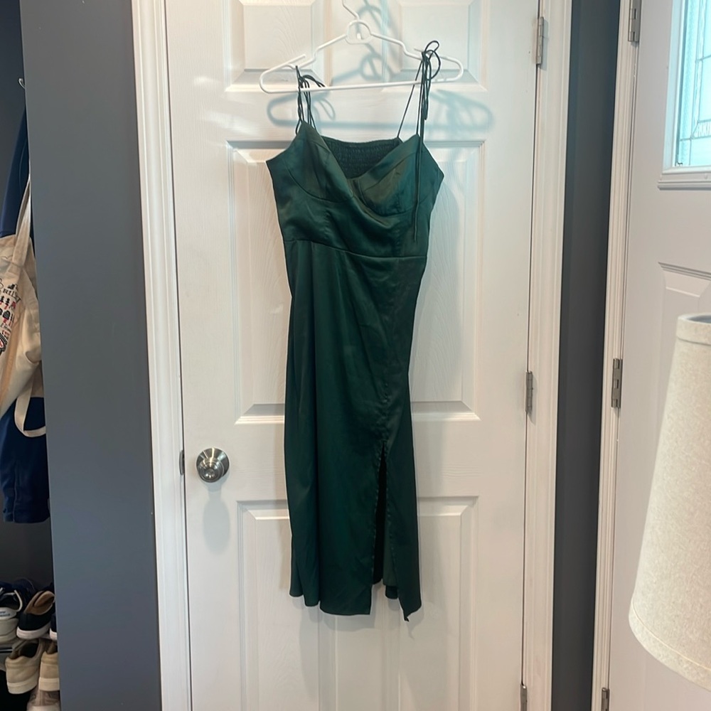 Green Satin Slip Dress